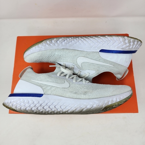 Nike Epic React Flyknit White Racer Blue 2018 AQ0070 100 Women's 11.5 Men's 10 - Picture 2 of 11